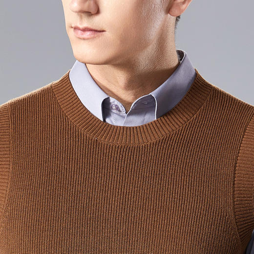 安东尼奥A&N 【元宝针】秋季纯色百搭打底羊毛马甲针织毛衣男套头无袖弹力背心3978871 商品图4