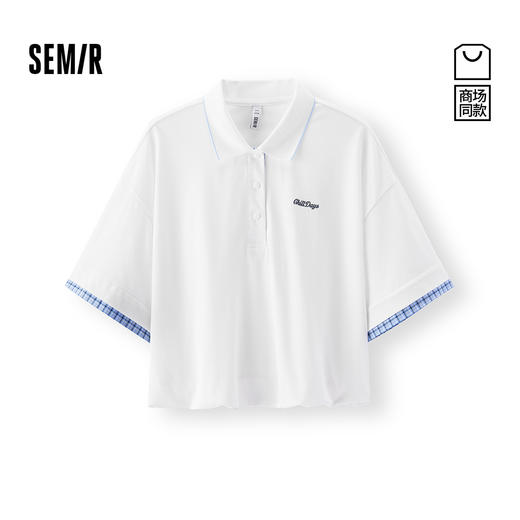 商场同款|森马POLO衫女夏季短款oversize假两件2026新款时尚衣服 商品图0