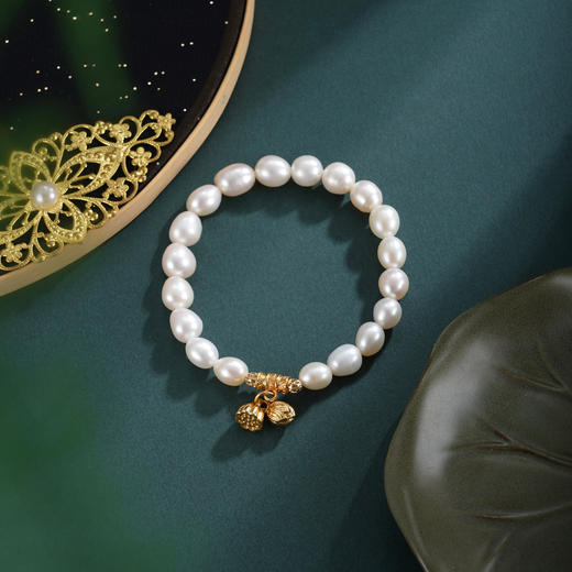 子佩集【两世永欢】珍珠惜王妃手链【ZZSL018】7.5-8.5mm珠镀金莲蓬2601 商品图4