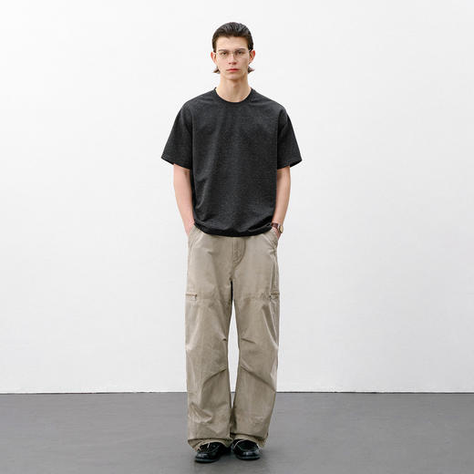 714street花纱亚麻混纺日系休闲短袖男款2026夏季高级感老钱风T恤 商品图3