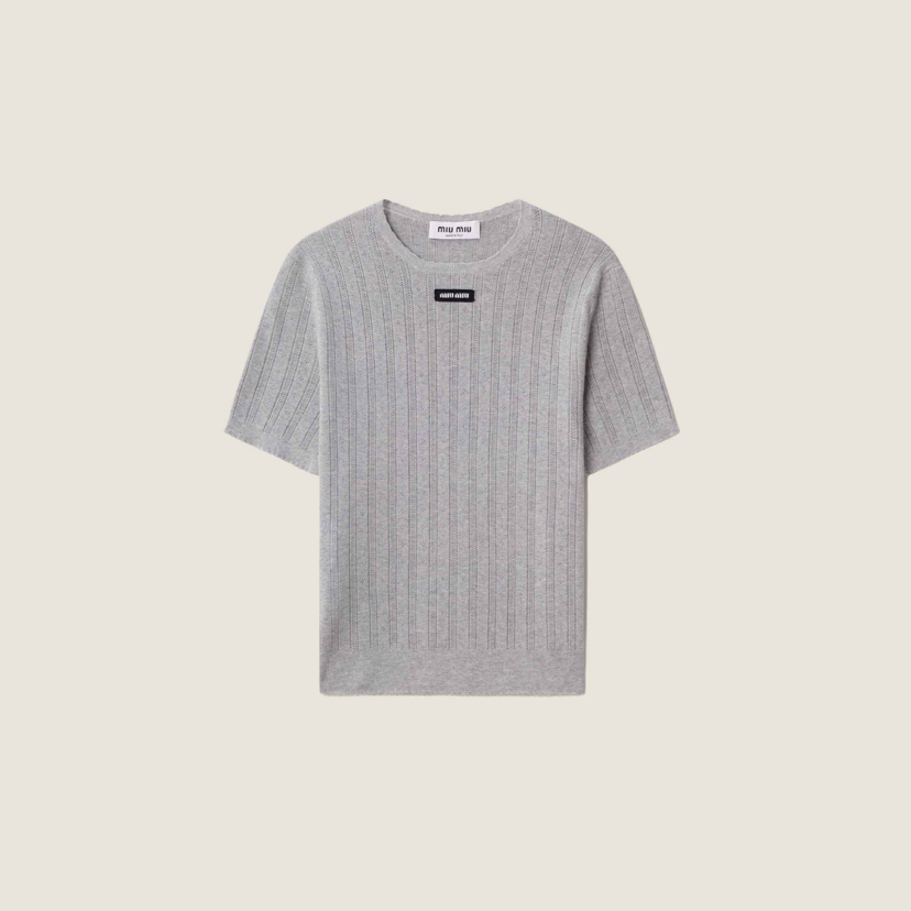 MIU-S 花边镂空针织短袖