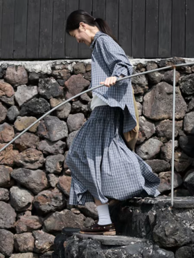 步履不停/6A11304C/复古格纹衬衫