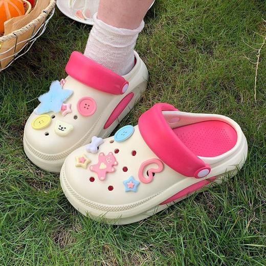 踩屎感多巴胺洞洞鞋女士夏季外穿新款室内家居厚底增高包头凉36-41★娃娃优选 商品图3