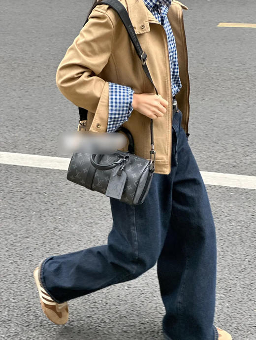 LV Keepall25 黑色 老花 斜挎包 商品图2