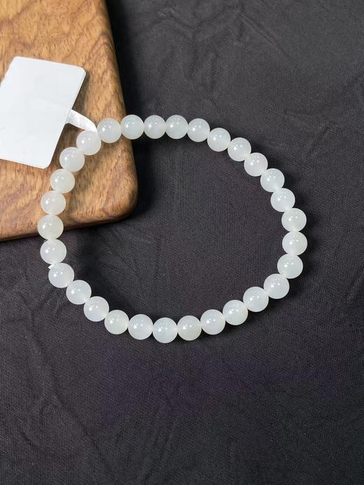 【快抱】【于田产和田玉白玉6mm圆珠手串】出证书，发货1~5天，48小时鉴赏期 商品图0