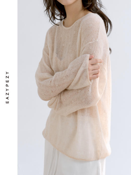 云雾·牦牛绒羊毛镂空长袖针织罩衫 商品图3