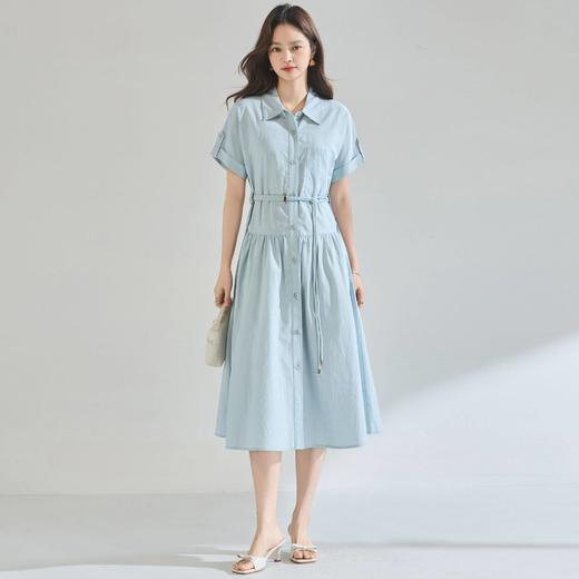 「高货sh」全新升级【铂金会员358/天猫479/差价121】(75049)洛诗琳简约显瘦衬衫连衣裙2026新款天丝麻通勤风收腰裙 商品图1