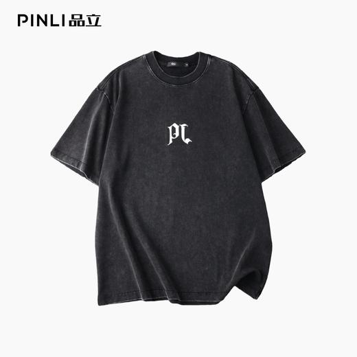 PINLI品立2026夏季新款男字母印花圆领短袖T恤上衣潮BG262111501 商品图1