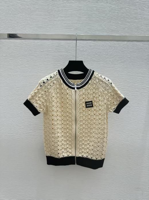 【此款只换码不退】Miu Miu 镂空针织拉链开衫（MM） 商品图0
