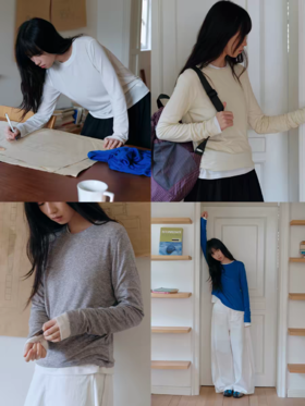 步履不停/6A16117C/长袖内搭多色合体T
