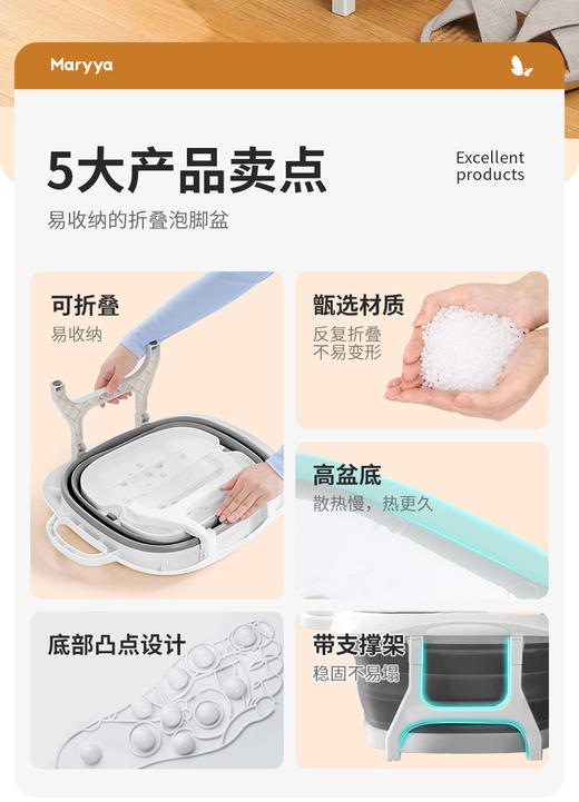 团购-星浩  美丽雅可折叠泡脚桶39cm1个15L HC99333 商品图2