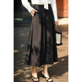 米思阳2026春新款优雅压褶大摆裙伞裙通勤百搭高腰半身裙女4334