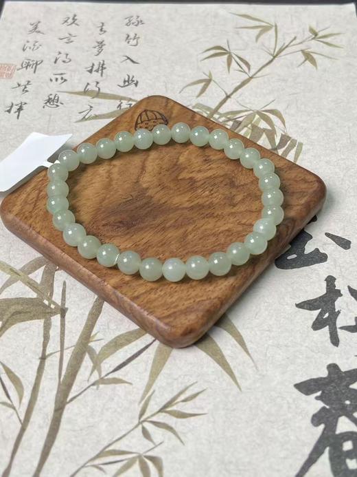 【快抱】【于田产和田玉于田料青白玉6mm手串】出证书，发货1~5天，48小时鉴赏期 商品图2