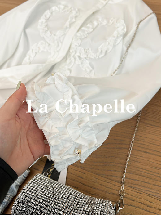 专柜实拍【气质优雅】拉夏贝尔/La Chapelle法式立领木耳边精致排扣通勤长袖衬衫简约净版气质上衣 商品图6
