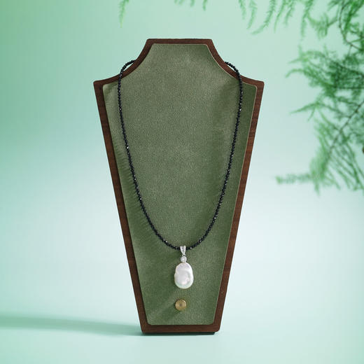 子佩集【深海絮语】银S925珍珠惜王妃项链【ZZXL001】2mm黑珠14-17mm扁珠巴洛克双色2601 商品图0