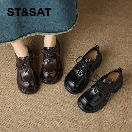星期六26春新款英伦绑带通勤厚底乐福SSE1112CF7 商品图7