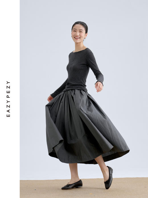 裸感·羊绒醋酸木耳边修身长袖罗纹衫 商品图3