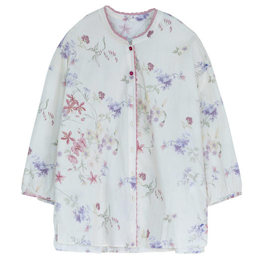 牧衣游原创 80支印花纯棉衬衫女新款质朴素雅文艺百搭衬衣 云柠 商品图4