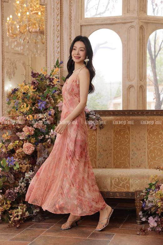 【门店同款】ENJOY夏季橘粉晚樱拼蕾丝吊带裙 170796380 商品图1