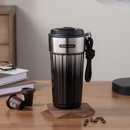 西屋 庭光漫染便携双饮咖啡杯极夜黑550mL WB500-BK 商品图1