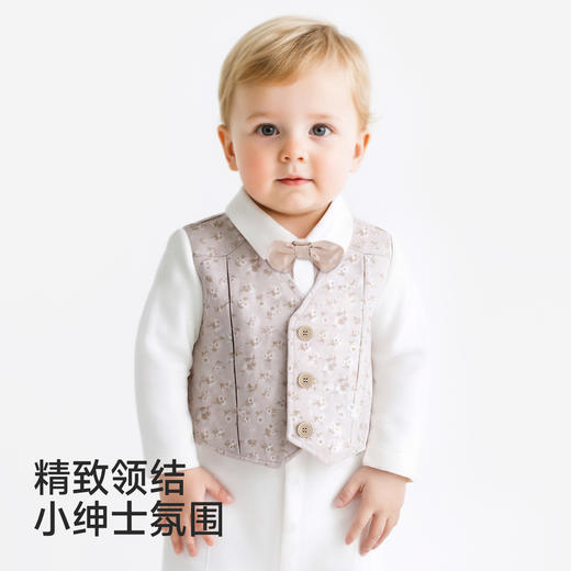 【高定系列】英氏婴儿连身衣男宝假两件哈衣春夏长袖哈衣帅气百搭 商品图2