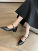 百思图同款超软牛皮金豆子小方跟尖头鞋 商品缩略图8