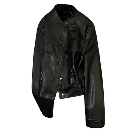 【清风外衣】2026春季新款黑色高级感皮衣外套！女款韩系复古酷飒pu夹克机车！ 商品图4