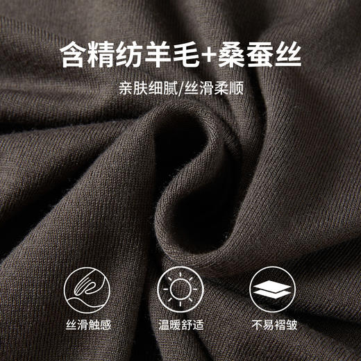 安东尼奥A&N 可机洗【含精纺羊毛&桑蚕丝】时尚轻奢针织短袖T恤男士休闲打底衫6300727 商品图6