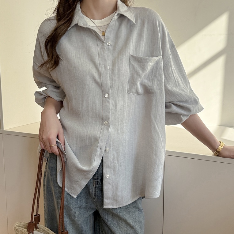 智性老钱风轻氧亚麻衬衫 春夏防晒女士衬衫轻奢高级感长袖外穿薄款纯色外套