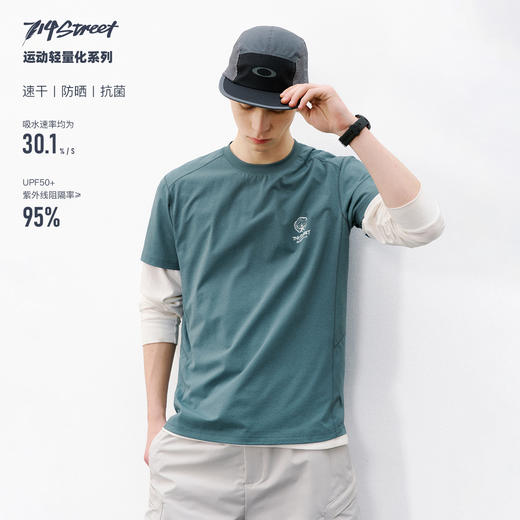 714street夏季7A抗菌速干衣轻薄防晒运动短袖国潮牌宽松情侣T恤男 商品图1