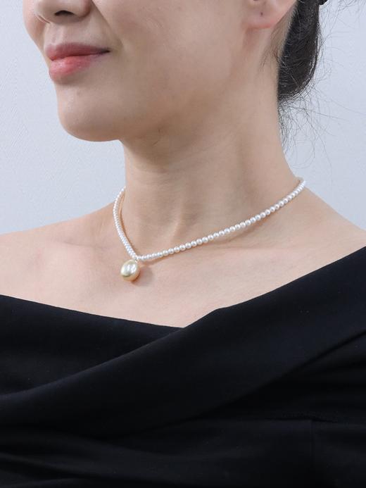 【挚友限定】S925银淡水/南洋水滴金珠项链 3-12mm 商品图1