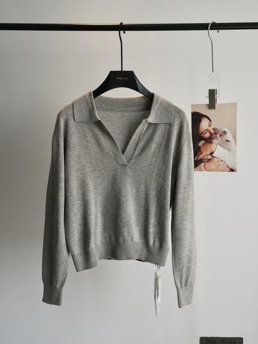 【老钱风Polo领针织衫】AMTN慵懒休闲V领长袖 商品图6