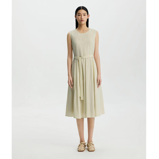 PURE TOUCH女装26春夏新款圆领无袖连衣裙腰部系带中长款过膝长裙 商品图5