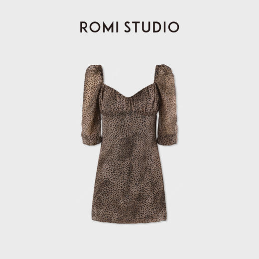 ROMI STUDIO“豹纹女士”100桑蚕丝薄纱蕾丝方领连衣裙 RWDRLY2932 商品图2