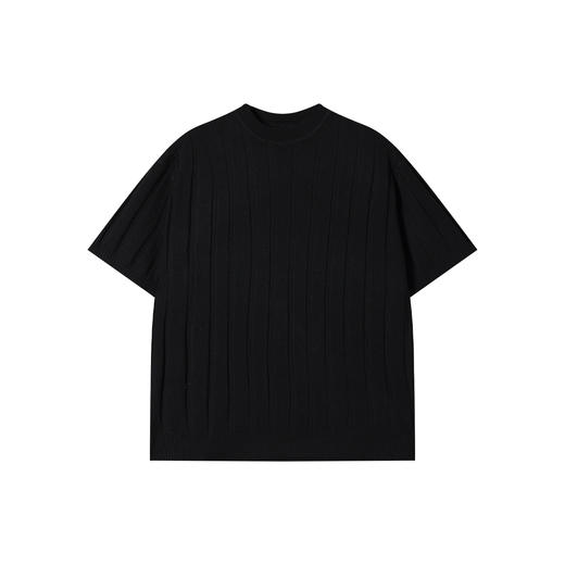 SDSA男装2026新款高贵轻奢老钱风纯色竖纹圆领短袖T恤休闲百搭 商品图0