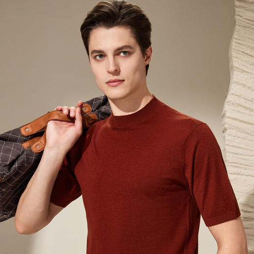 安东尼奥A&N 【精纺绵羊毛 多色可选】亲肤不扎短袖T恤男简约百搭半袖打底衫6237740 商品图1