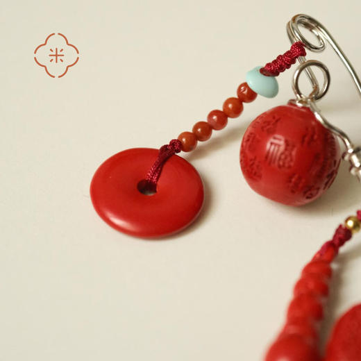 米马饰物 正宗朱砂银镀金胸针别针 把平安福气随身携带 商品图3