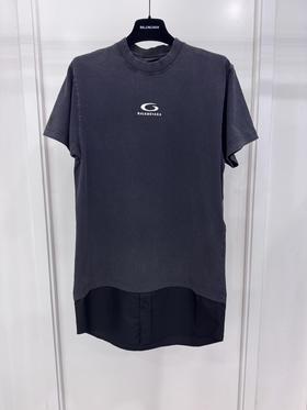 女款logo拼接短袖T恤hu004