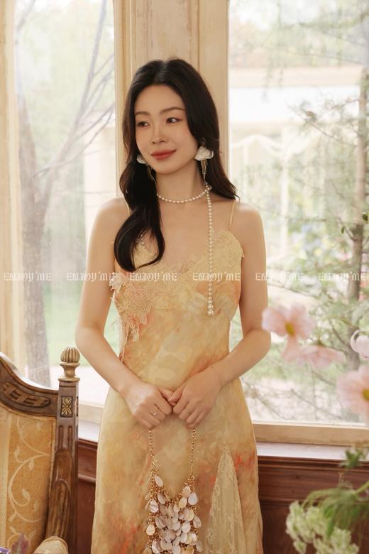【门店同款】ENJOY夏季橘粉晚樱拼蕾丝吊带裙 170796380 商品图5