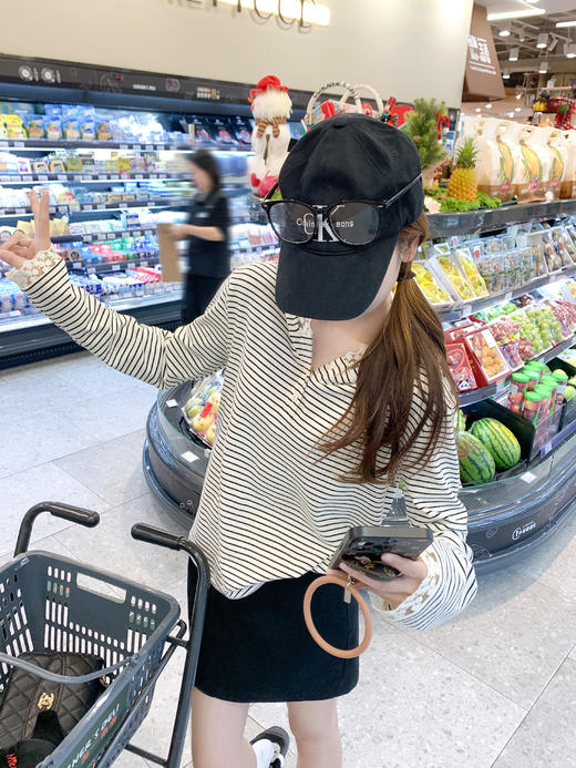 <曾小咸推荐>3.30现货秒杀 ！微信超特价！长袖蕾丝拼接条纹针织衫 日常159.99 立减80 秒杀79.99！！ 商品图7