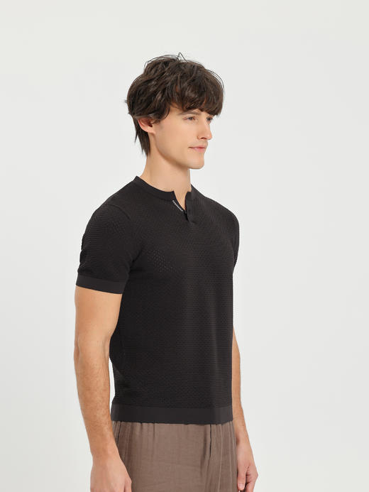 callisto咖色Y字领凉感网眼T恤 商品图3