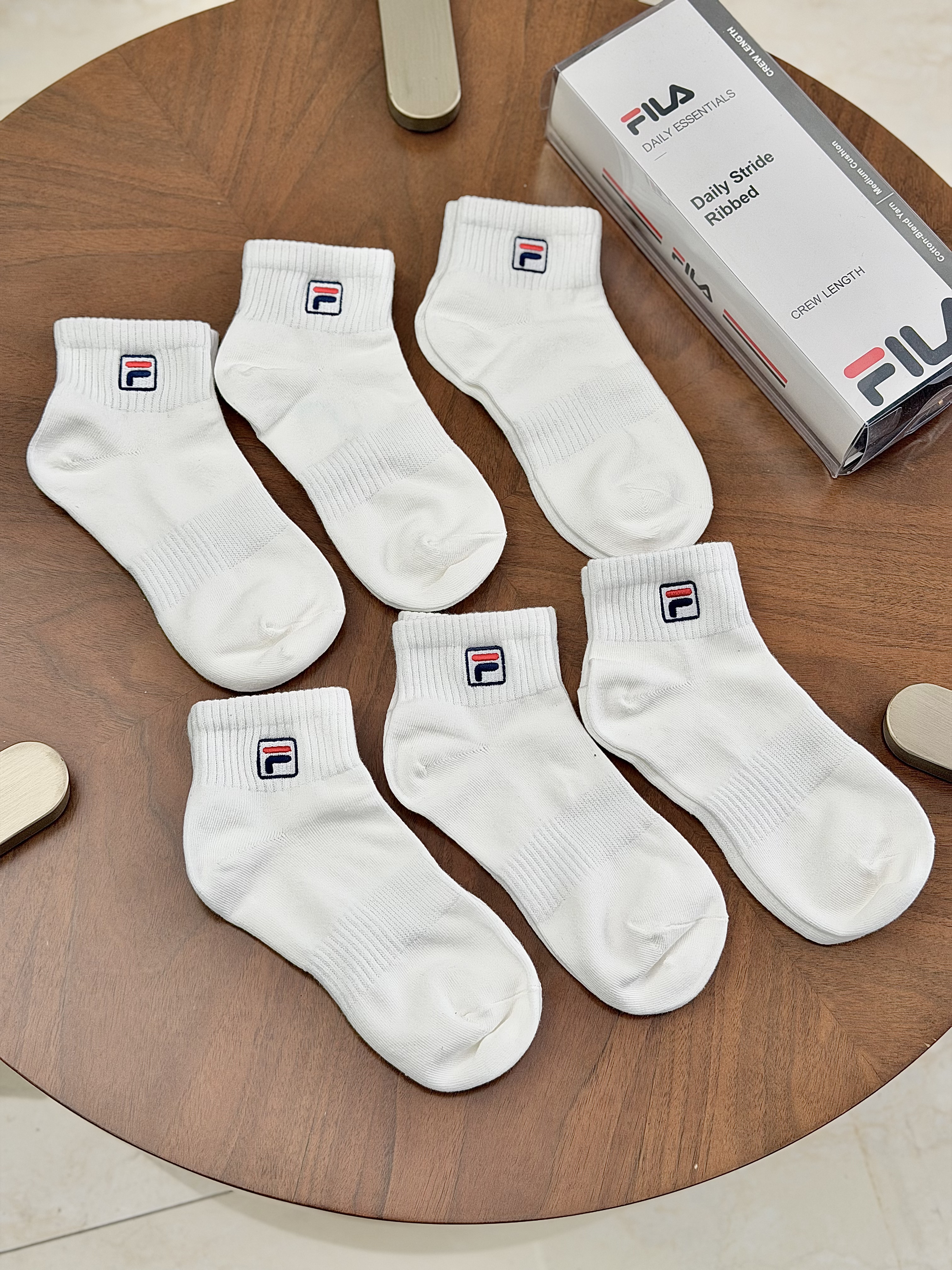 一盒6双！！ 春夏短袜，FILA Daily Stride Ribbed 短筒运动袜短袜