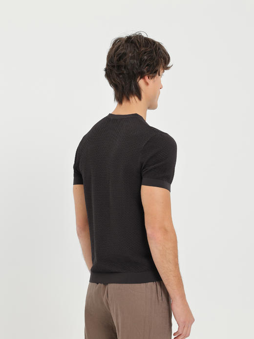 callisto咖色Y字领凉感网眼T恤 商品图4