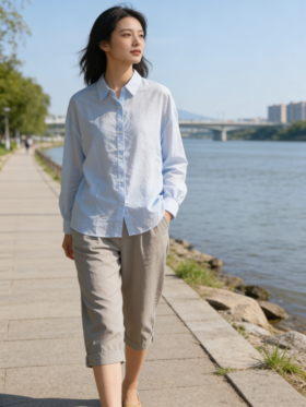 佐丹奴女装26年新款垂感透肤尼龙衬衫05346007