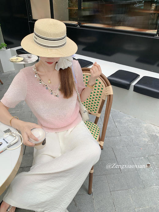 <曾小咸推荐>3.29现货秒杀 ！微信超特价！2色重工设计渐变针织T恤 日常149.99 立减70 秒杀79.99！！ 商品图13