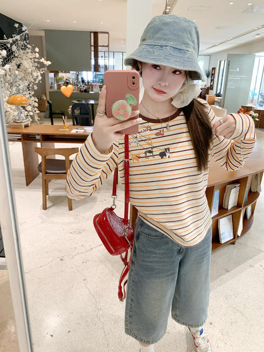 <曾小咸推荐>3.28现货秒杀 ！微信超特价！韩系小狗印花条纹T 日常159.99 立减90 秒杀69.99！！ 商品图10