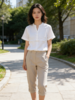 佐丹奴女装26年新款莱赛尔棉麻V领短袖衬衫05346241 商品缩略图1