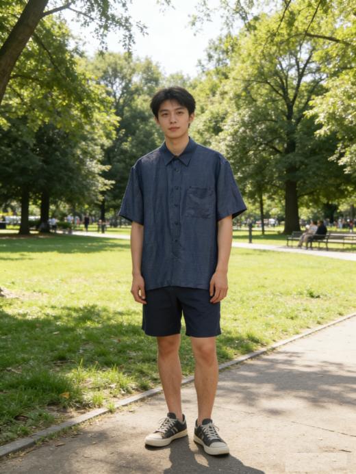 G2000男装SS26商场新款【BLACK]【麻丝混纺】休闲短袖衬衫61437754 商品图1