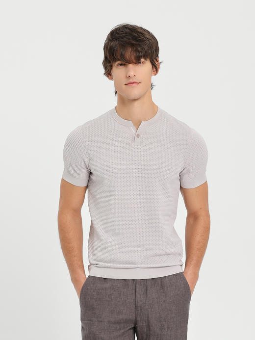 callisto咖色Y字领凉感网眼T恤 商品图7