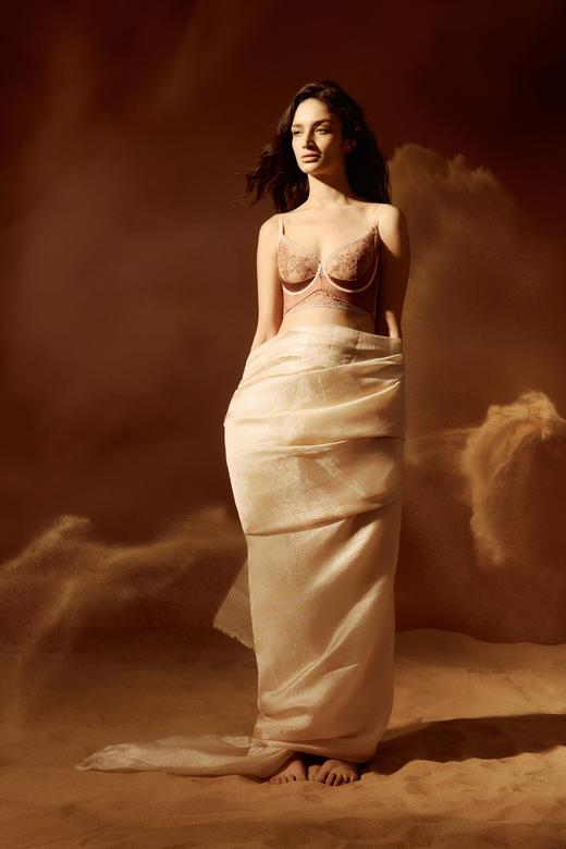 轻塑丝语茶花·薄杯中文胸·包臀小裤套系（珊瑚豆沙色） 商品图2